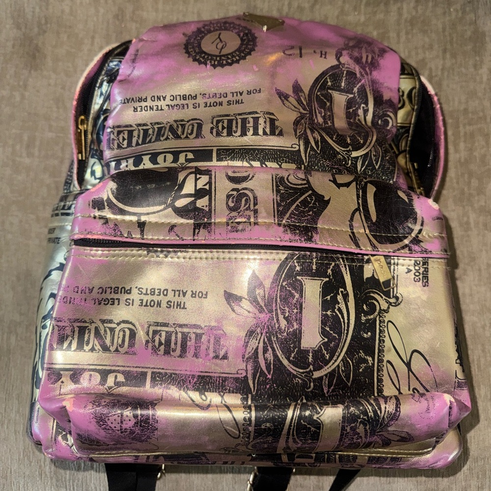 Gold money backpack